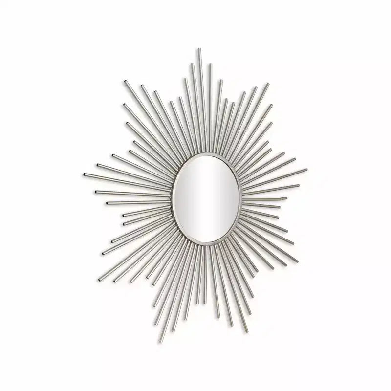 Miroir d'appoint cadre soleil en métal argenté de 32 po