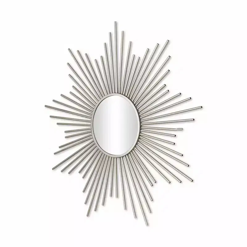 Miroir d'appoint cadre soleil en métal argenté de 32 po