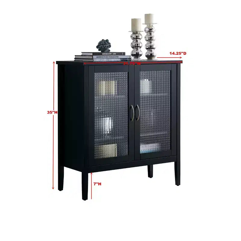 Console 2 portes en bois / Meuble de rangement d'appoint, Noir