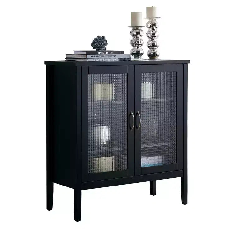 Console 2 portes en bois / Meuble de rangement d'appoint, Noir