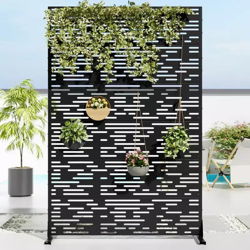 Jardinière en métal noir de 183 cm (H) x 119 cm (L) avec treillis pour patio, jardin et balcons