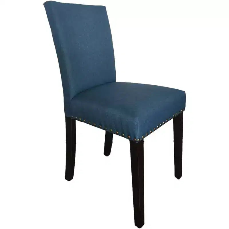 Lot de 2 chaises de salle à manger rembourrées, chaises Parsons ergonomiques à dossier haut en tissu avec garniture cloutée pour cuisine/salle à manger/hôtel