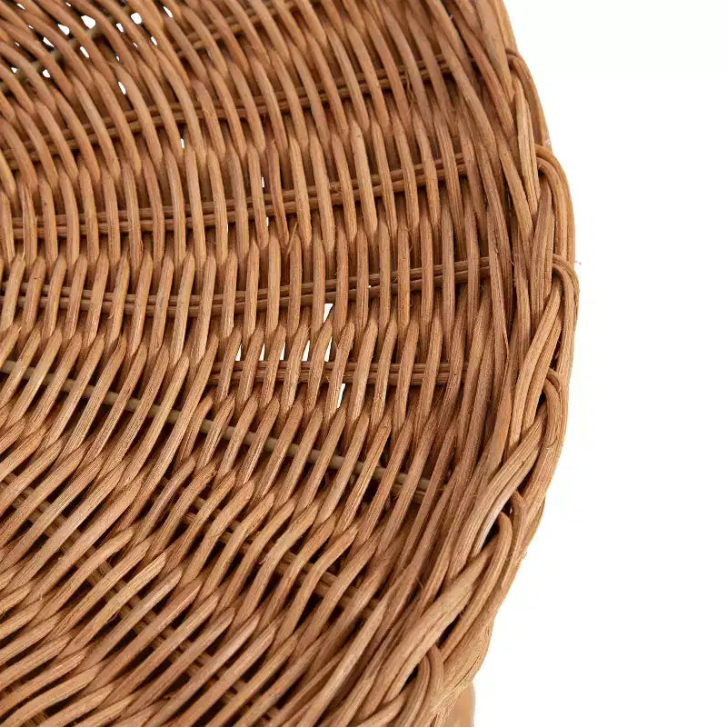 Table d'appoint de rangement ronde en rotin