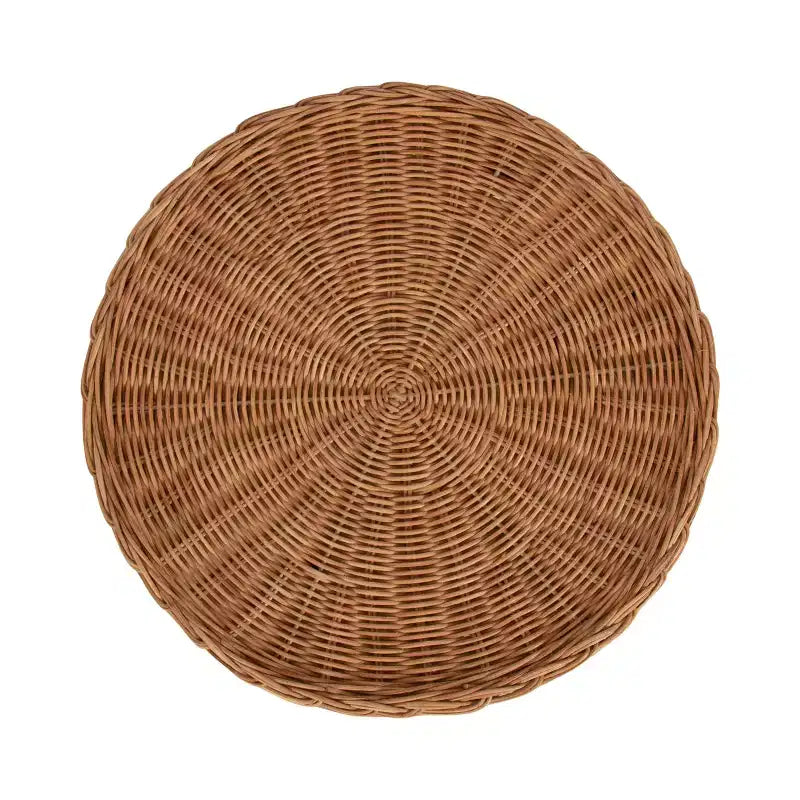 Table d'appoint de rangement ronde en rotin