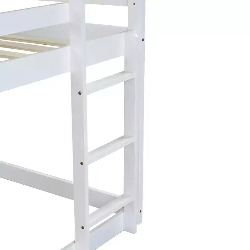 Lit superposé double en bois d'hévéa avec échelle, barrières de sécurité, lit superposé en forme de maison Gris