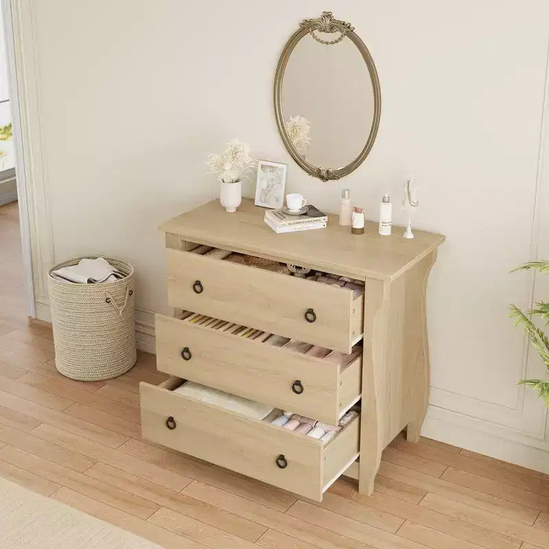 Commode à 3 tiroirs Garvee pour chambre à coucher, commode à tiroirs haute de 74,4 cm avec rangement autonome, commode de rangement en bois pour salon