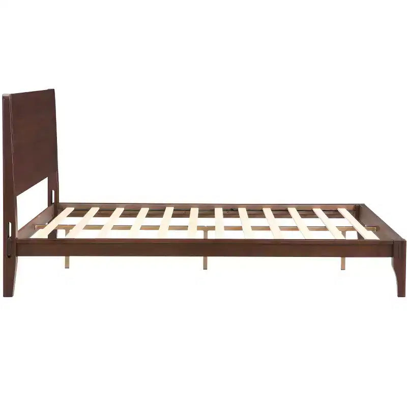 Lit plateforme en bambou style Mid-Century avec tête de lit et support métallique