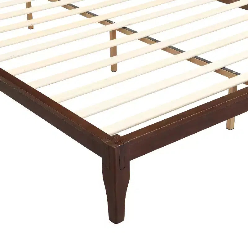 Lit plateforme en bambou style Mid-Century avec tête de lit et support métallique