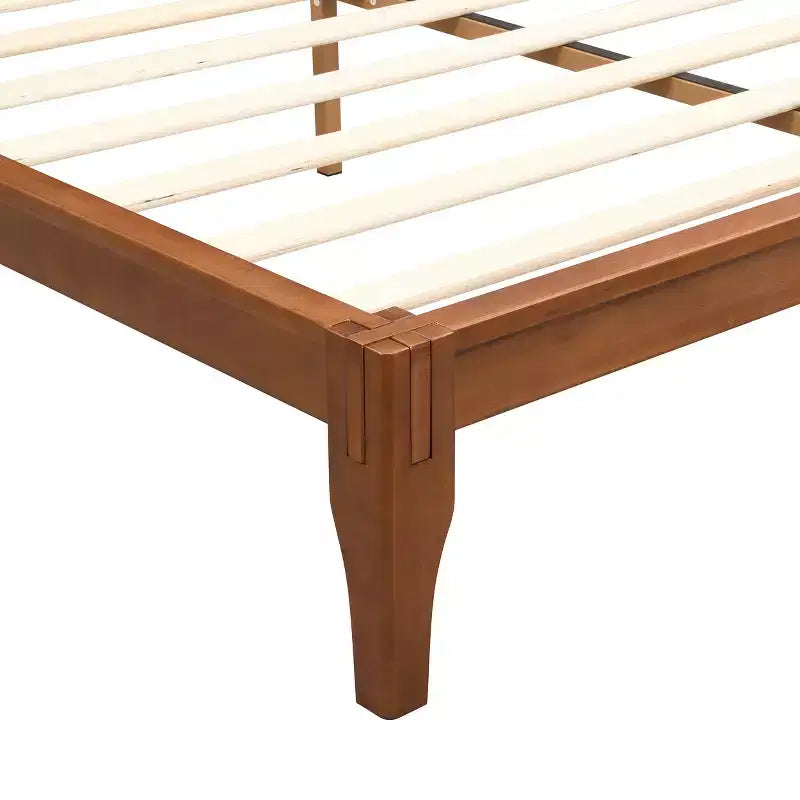 Lit plateforme en bambou style Mid-Century avec tête de lit et support métallique