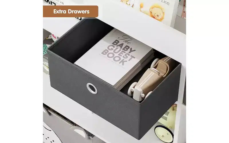 Étagère à livres 4 niveaux pour enfants, organisateur de jouets en bois avec 10 casiers et 2 tiroirs