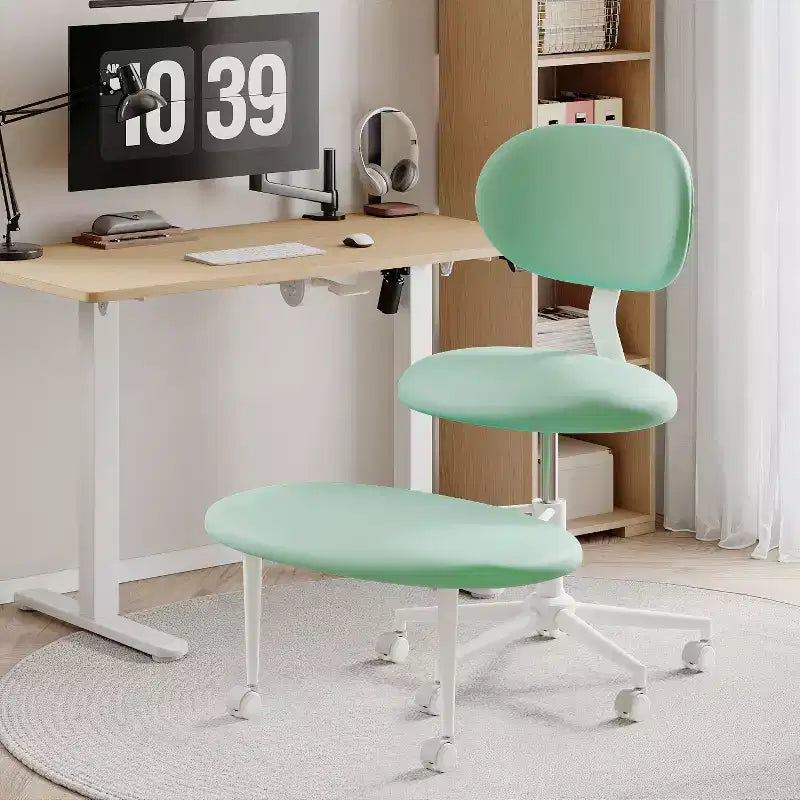 Chaise ergonomique à dossier croisé avec roulettes, chaise de bureau à domicile sans accoudoirs, soutien dorsal amélioré, hauteur réglable