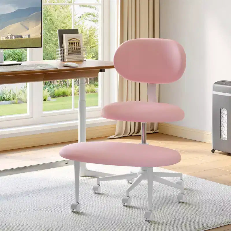 Chaise ergonomique à dossier croisé avec roulettes, chaise de bureau à domicile sans accoudoirs, soutien dorsal amélioré, hauteur réglable