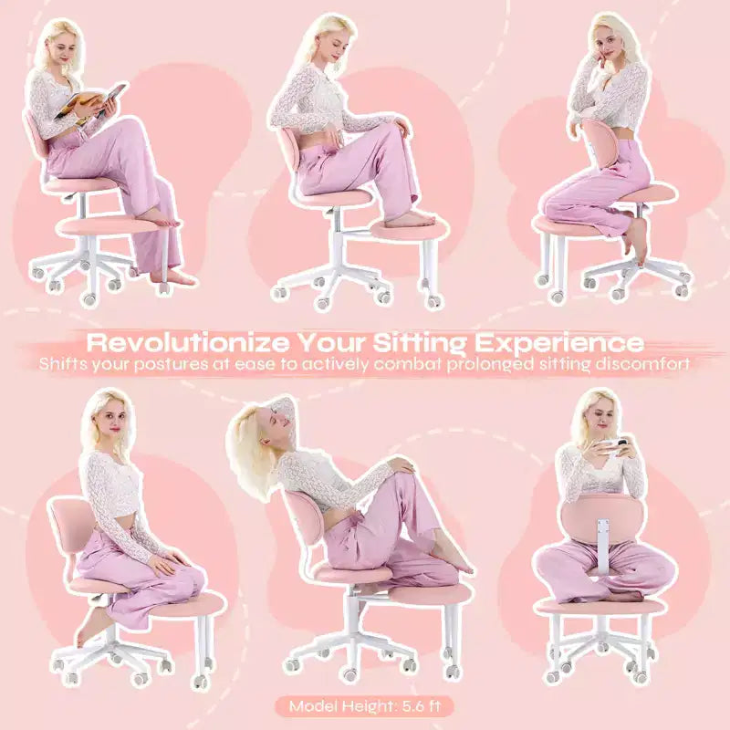 Chaise ergonomique à dossier croisé avec roulettes, chaise de bureau à domicile sans accoudoirs, soutien dorsal amélioré, hauteur réglable