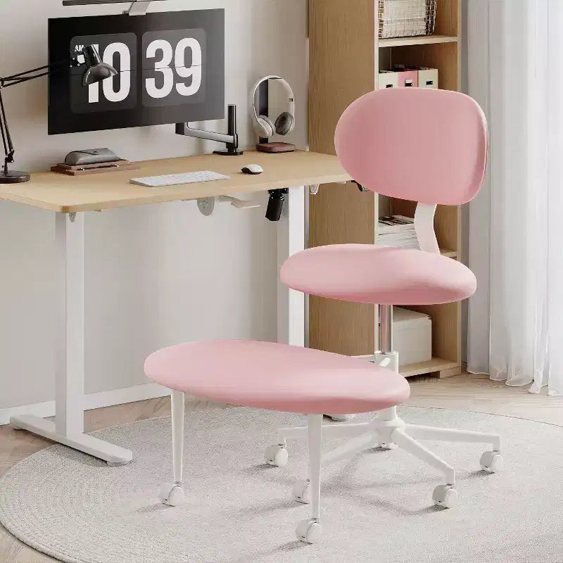 Chaise ergonomique à dossier croisé avec roulettes, chaise de bureau à domicile sans accoudoirs, soutien dorsal amélioré, hauteur réglable
