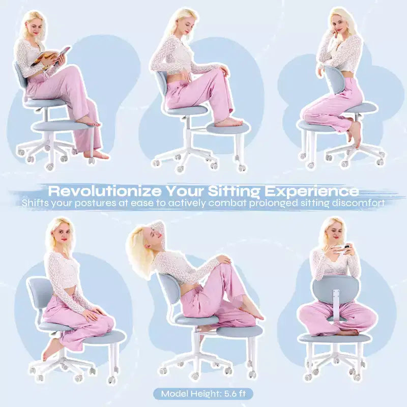 Chaise ergonomique à dossier croisé avec roulettes, chaise de bureau à domicile sans accoudoirs, soutien dorsal amélioré, hauteur réglable