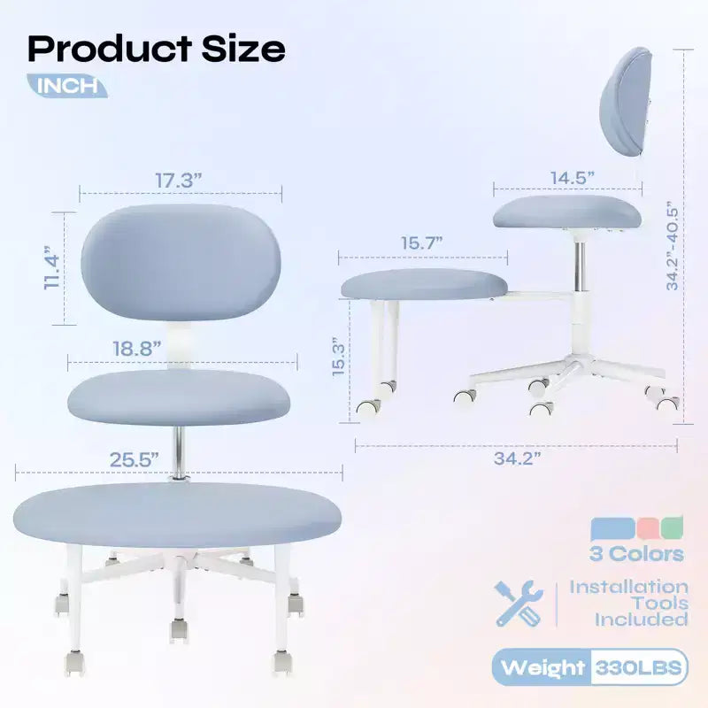 Chaise ergonomique à dossier croisé avec roulettes, chaise de bureau à domicile sans accoudoirs, soutien dorsal amélioré, hauteur réglable