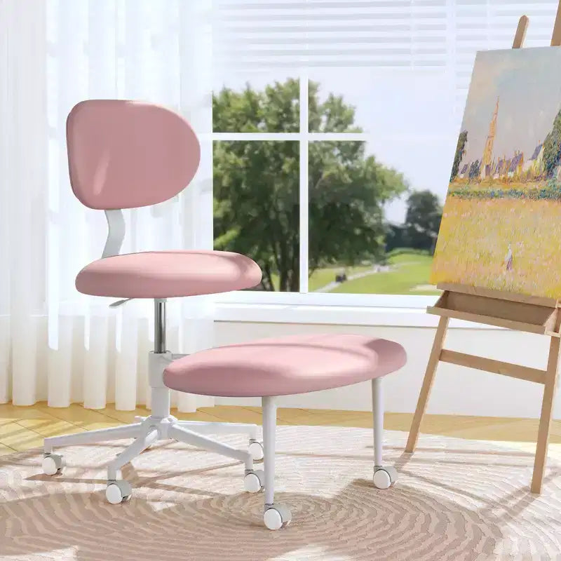 Chaise ergonomique à dossier croisé avec roulettes, chaise de bureau à domicile sans accoudoirs, soutien dorsal amélioré, hauteur réglable