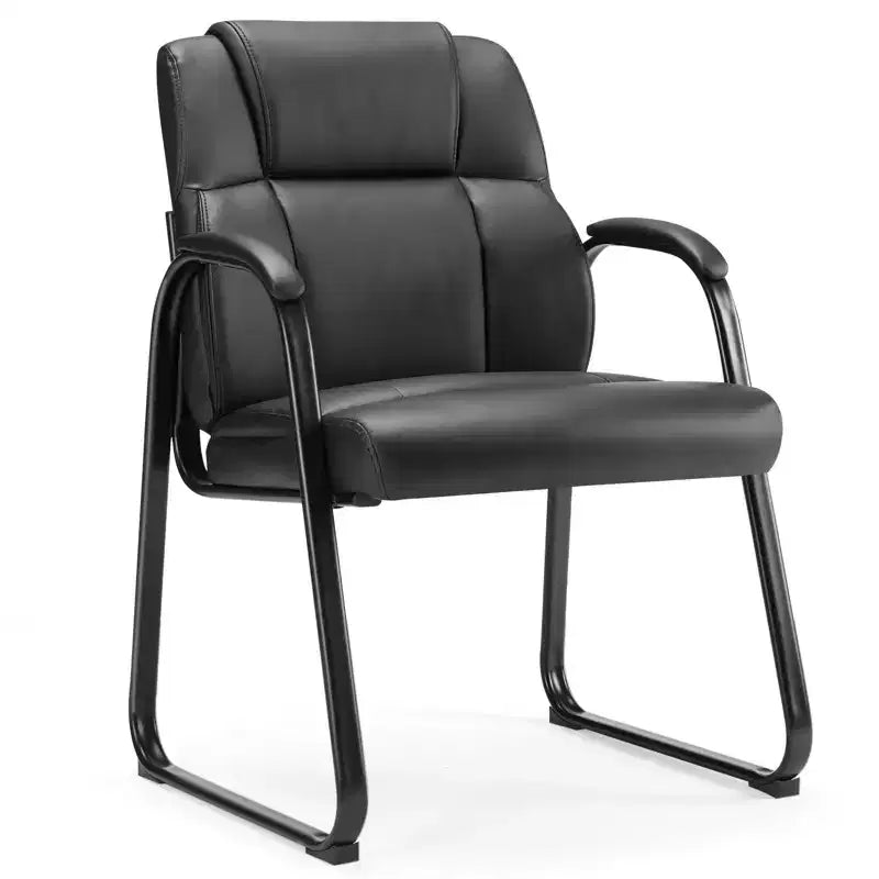 Chaise de salle d'attente grande et robuste en cuir PU Fauteuil de bureau visiteur avec accoudoirs rembourrés pour personnes âgées, zone de réception, salle de conférence