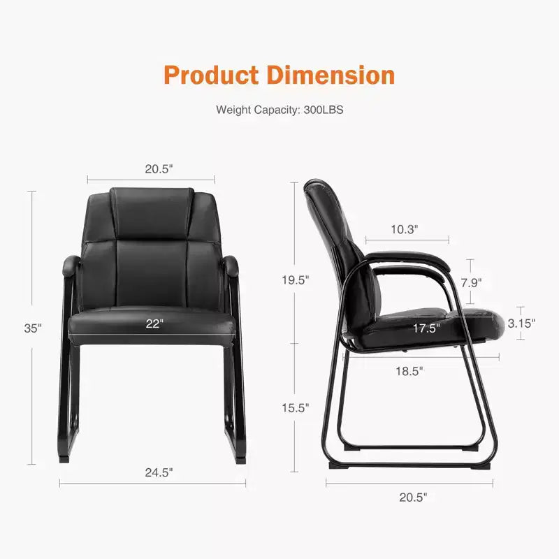 Chaise de salle d'attente grande et robuste en cuir PU Fauteuil de bureau visiteur avec accoudoirs rembourrés pour personnes âgées, zone de réception, salle de conférence