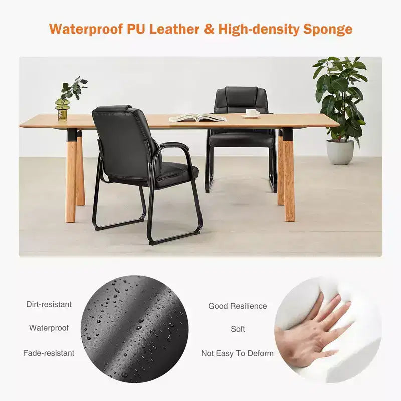 Chaise de salle d'attente grande et robuste en cuir PU Fauteuil de bureau visiteur avec accoudoirs rembourrés pour personnes âgées, zone de réception, salle de conférence