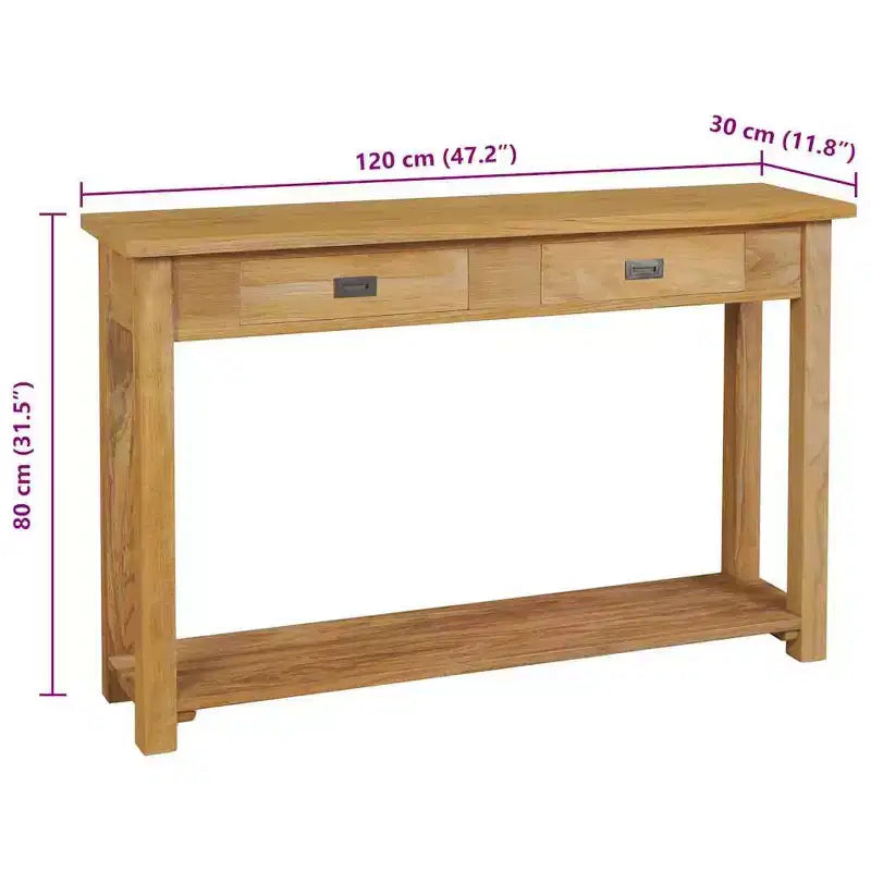 Console en Teck Massif de Bois Naturel