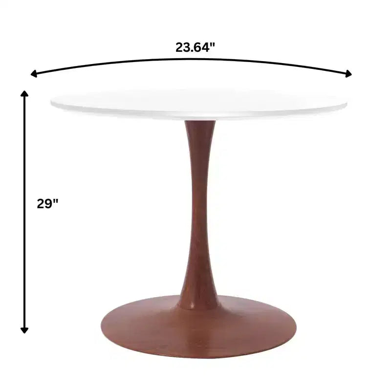 Table à manger ronde avec plateau en MDF et piètement en acier couleur cerisier, table d'appoint moderne pour cuisine, salle à manger et petits espaces