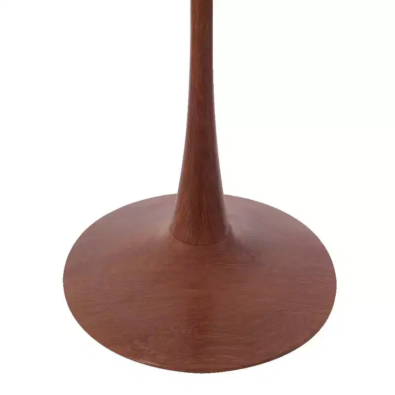 Table à manger ronde avec plateau en MDF et piètement en acier couleur cerisier, table d'appoint moderne pour cuisine, salle à manger et petits espaces