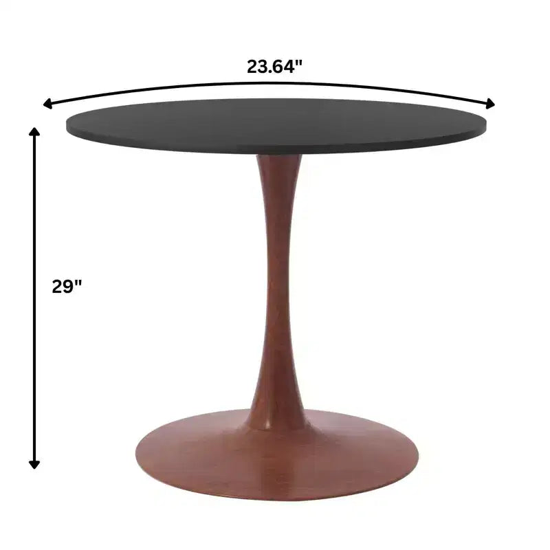 Table à manger ronde avec plateau en MDF et piètement en acier couleur cerisier, table d'appoint moderne pour cuisine, salle à manger et petits espaces