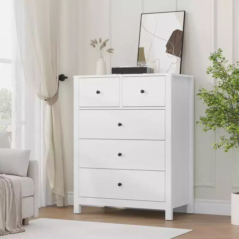 Commode moderne à 5 tiroirs pour chambre à coucher, chiffonnier haut en bois, organiseur de rangement spacieux, tiroirs pour entrée, couloir, placard, chambre d'enfant, bureau à domicile