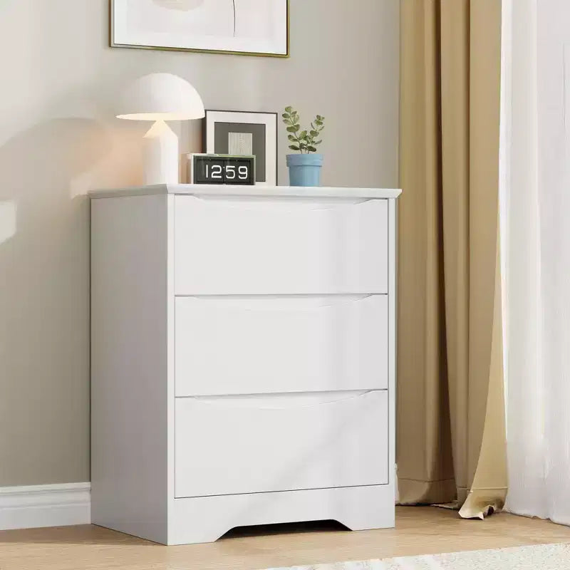 Grande commode en bois à 3 tiroirs, commode moderne de rangement profond, grand placard avec large plateau pour chambre à coucher, salon, couloir, chambre d'enfant