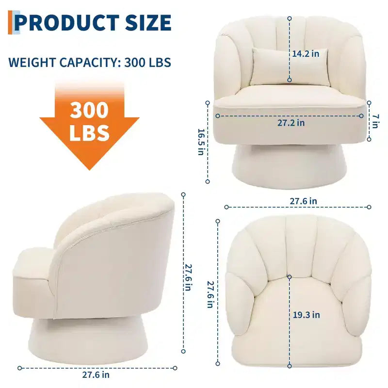 Fauteuil pivotant - Fauteuil moderne en velours avec dossier rayé et rembourrage moelleux, fauteuil lounge rond pour salon, chambre à coucher