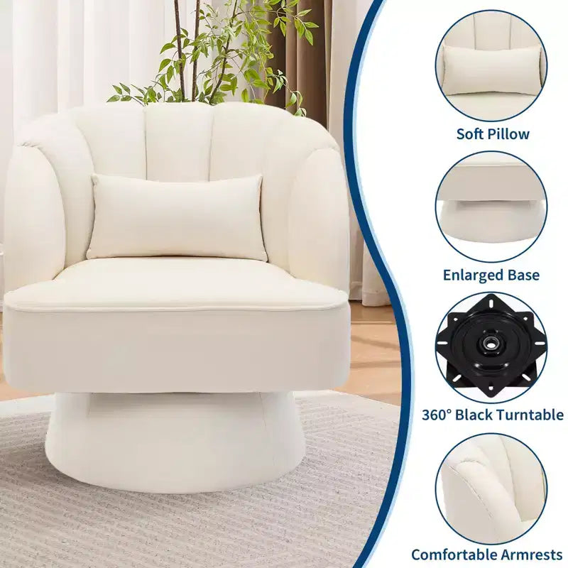 Fauteuil pivotant - Fauteuil moderne en velours avec dossier rayé et rembourrage moelleux, fauteuil lounge rond pour salon, chambre à coucher