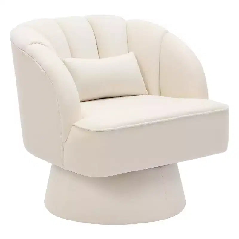 Fauteuil pivotant - Fauteuil moderne en velours avec dossier rayé et rembourrage moelleux, fauteuil lounge rond pour salon, chambre à coucher