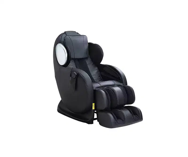 Fauteuil inclinable d'appoint en similicuir noir avec fonction massage