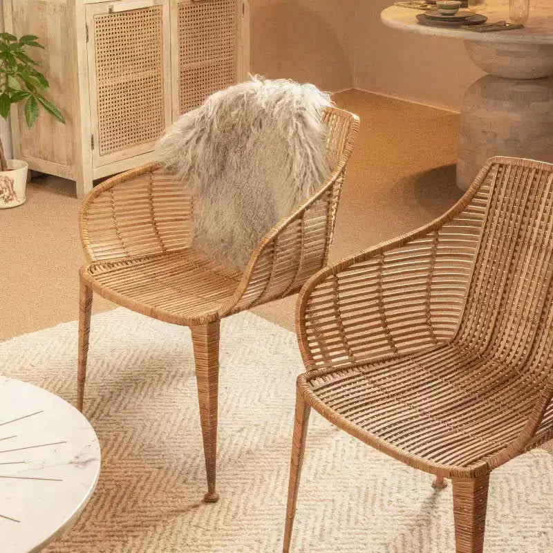 Fauteuil en rotin naturel : Structure en fer forgé, aucun assemblage requis
