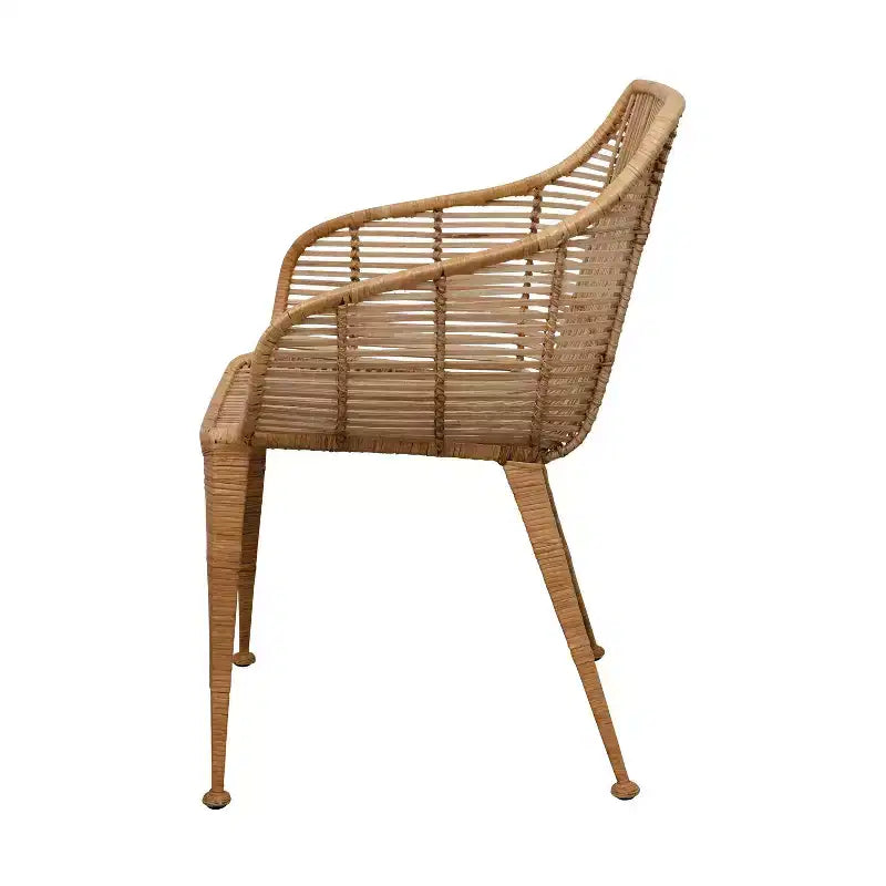 Fauteuil en rotin naturel : Structure en fer forgé, aucun assemblage requis