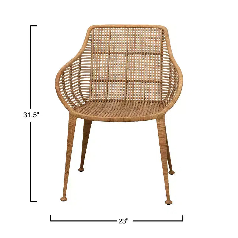 Fauteuil en rotin naturel : Structure en fer forgé, aucun assemblage requis