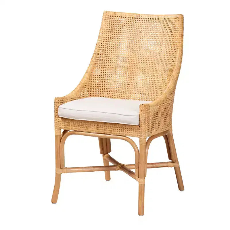 Chaise de salle à manger en rotin brun naturel bohème moderne