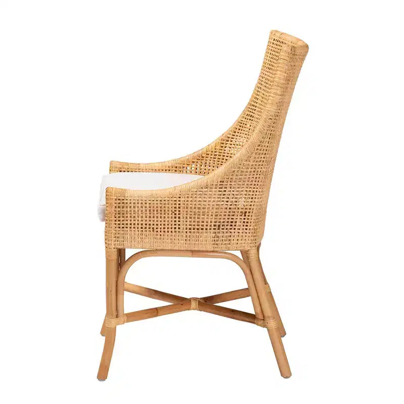 Chaise de salle à manger en rotin brun naturel bohème moderne