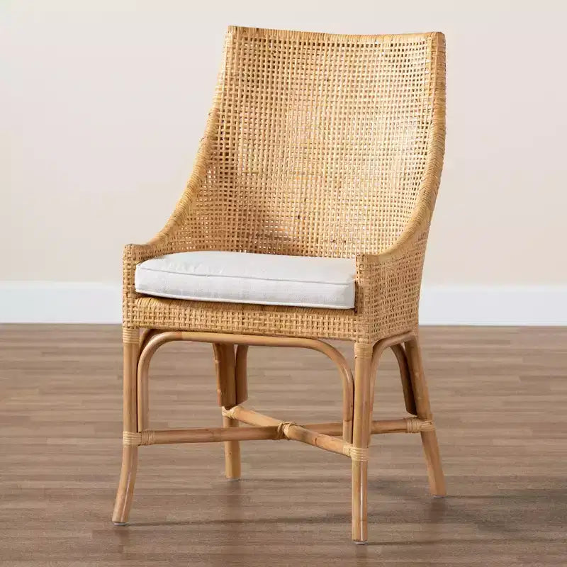 Chaise de salle à manger en rotin brun naturel bohème moderne