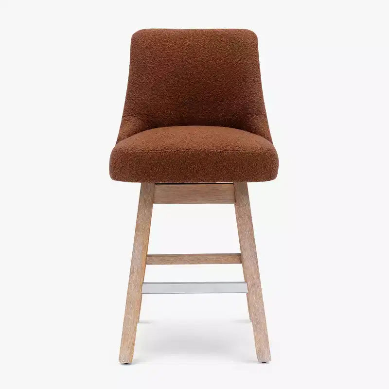 Tabouret de bar pivotant rembourré de 66 cm, hauteur comptoir, Orange rouille