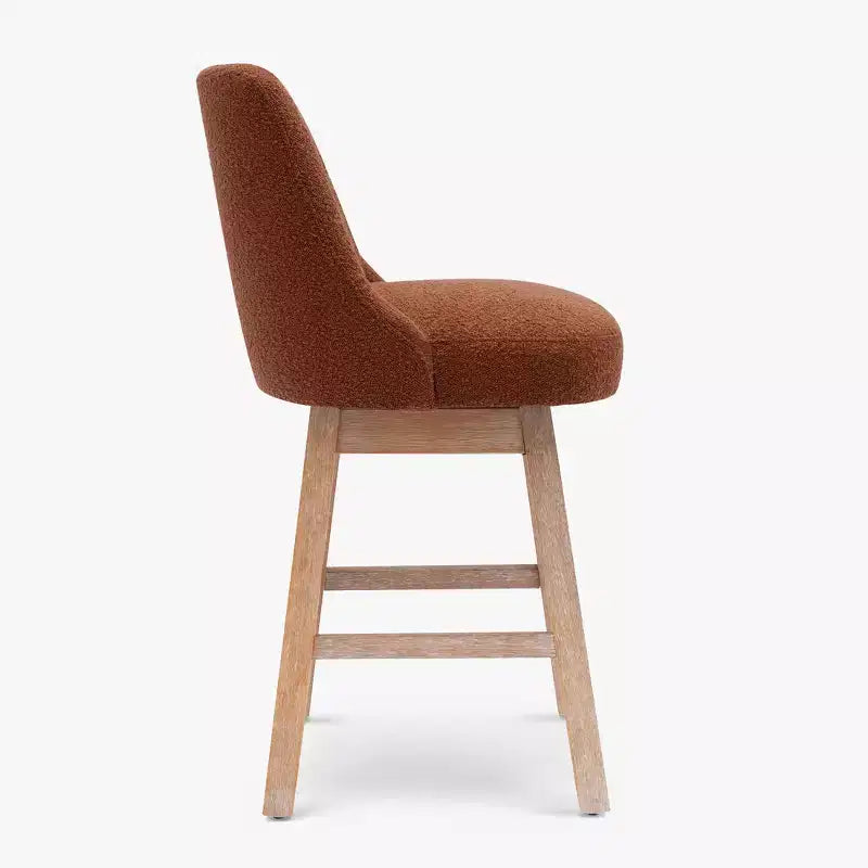Tabouret de bar pivotant rembourré de 66 cm, hauteur comptoir, Orange rouille
