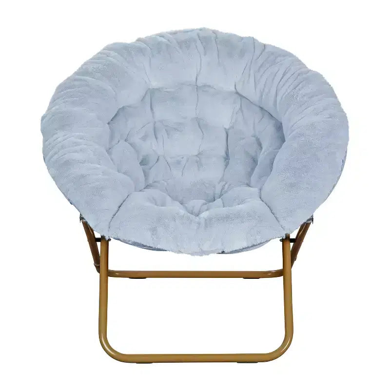 Fauteuil lune pliant surdimensionné en fausse fourrure, portable, de 96,5 cm, avec ottomane pliante pour dortoir et chambre