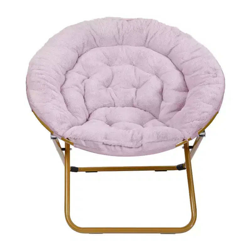 Fauteuil lune pliant surdimensionné en fausse fourrure, portable, de 96,5 cm, avec ottomane pliante pour dortoir et chambre