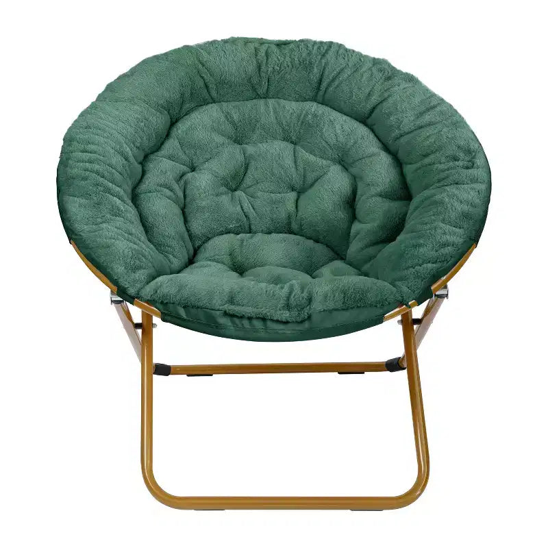 Fauteuil lune pliant surdimensionné en fausse fourrure, portable, de 96,5 cm, avec ottomane pliante pour dortoir et chambre