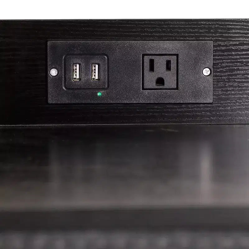 Table de chevet à 4 tiroirs avec station de charge, 2 ports USB et 1 prise, cadre en métal, plateau en bois composite