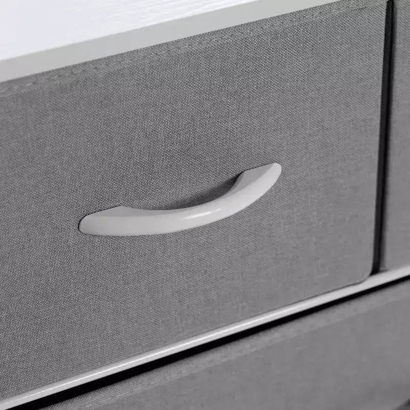 Table de chevet à 4 tiroirs avec station de charge, 2 ports USB et 1 prise, cadre en métal, plateau en bois composite