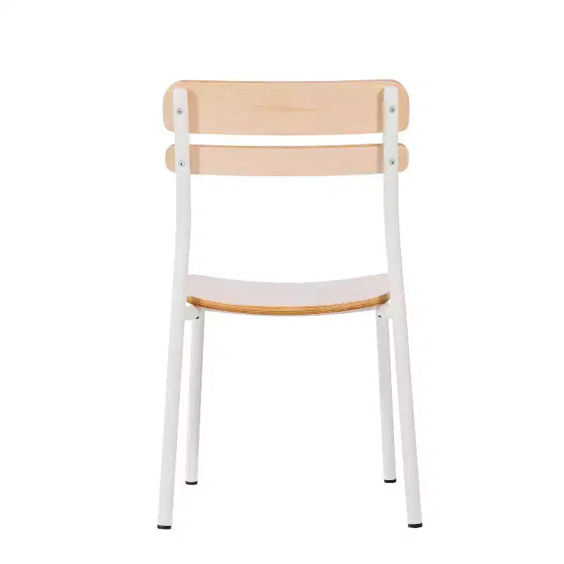 Lot de 2 chaises de salle à manger commerciales en bois massif avec piétement métallique et finition antique