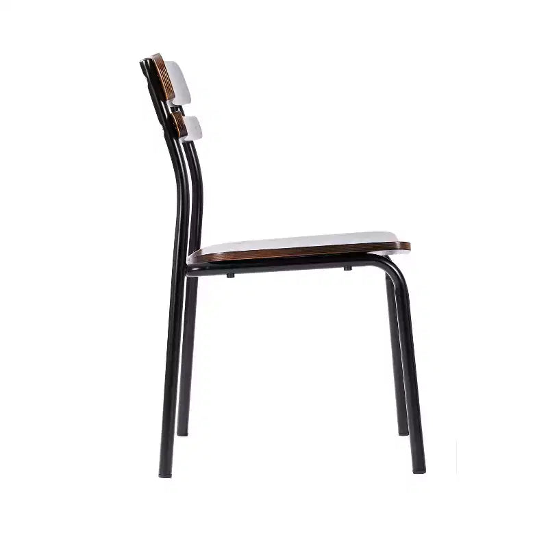 Lot de 2 chaises de salle à manger commerciales en bois massif avec piétement métallique et finition antique