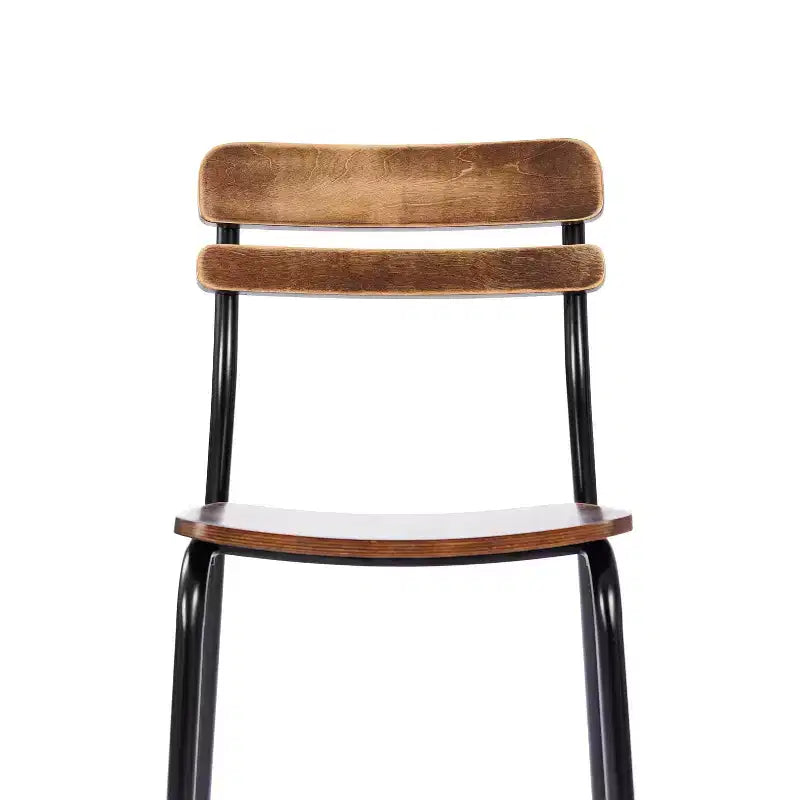 Lot de 2 chaises de salle à manger commerciales en bois massif avec piétement métallique et finition antique